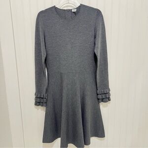 Akris Punto 6 Gray Long Sleeve Git Flare Dress with Ruffle Cuffs